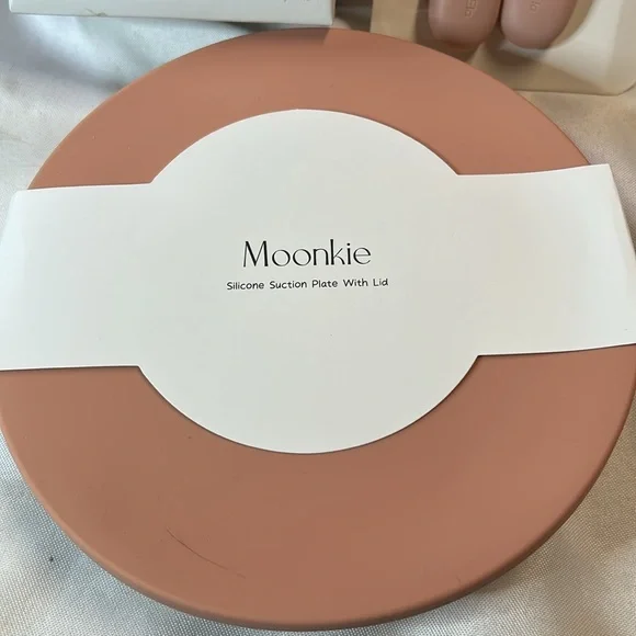 Moonkie First Bites Set.Baby feeding items. Bib/Plate/Utensils/ Cup …. NWT